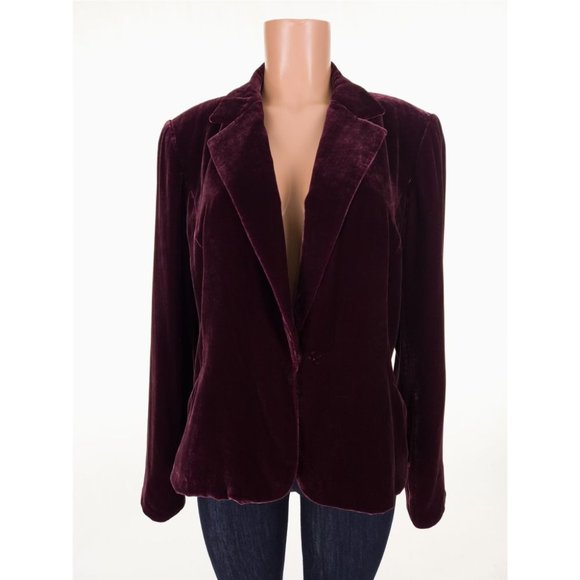 LAFAYETTE 148 M Classic Velvet Jacket in Maroon Silk Blend Holiday - Picture 1 of 8